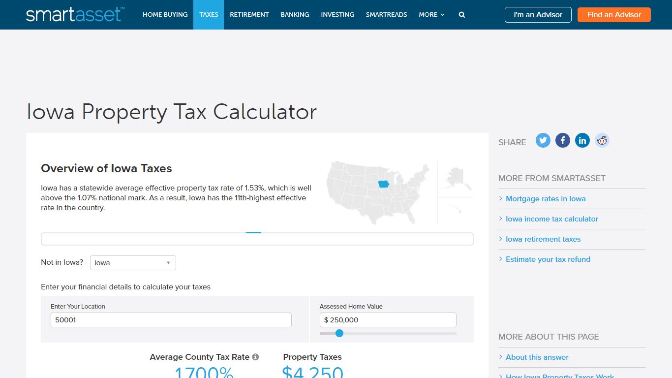 Iowa Property Tax Calculator - SmartAsset